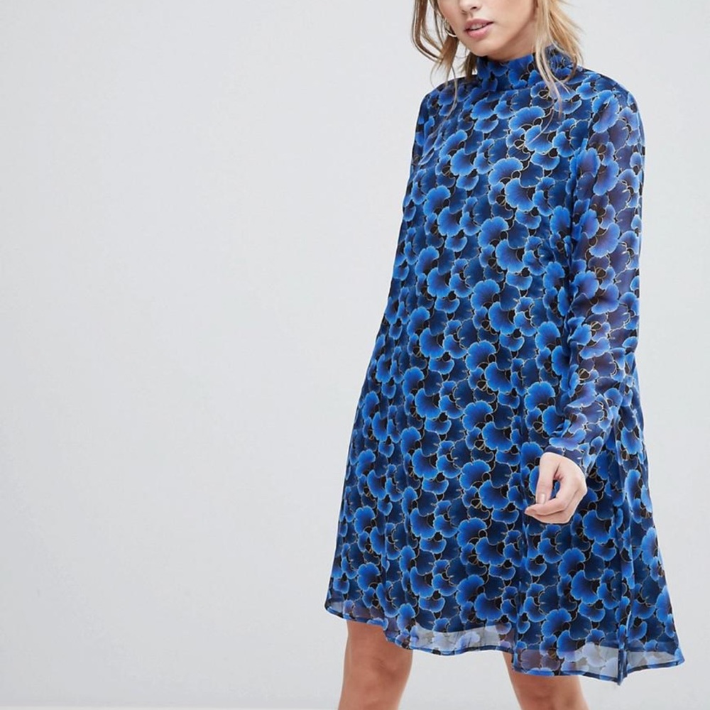 Y.A.S Tall Floral High Neck Swing Dress EUC